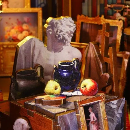 Peinture de nature morte avec sculpture