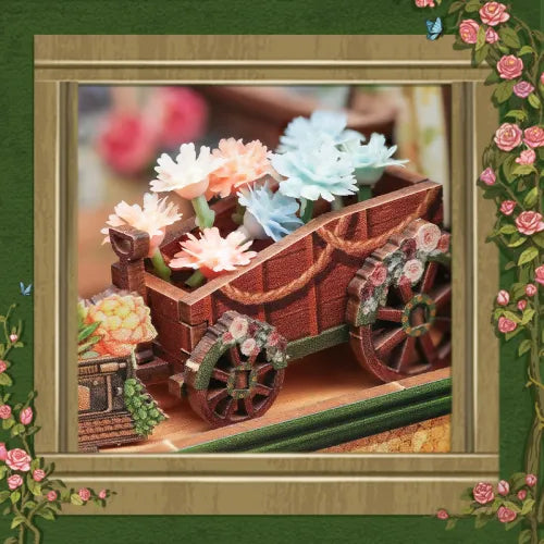 Chariot à fleurs vintage
