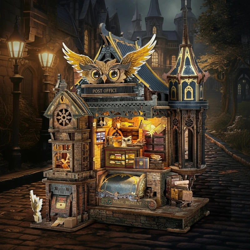 Maison Miniature - Owl Post Office | Puzzle 3D en bois DIY