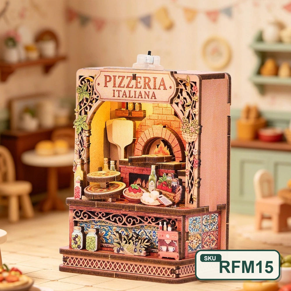 Puzzle 3D en bois – Série Coins de rue féeriques | Aimant pour réfrigérateur