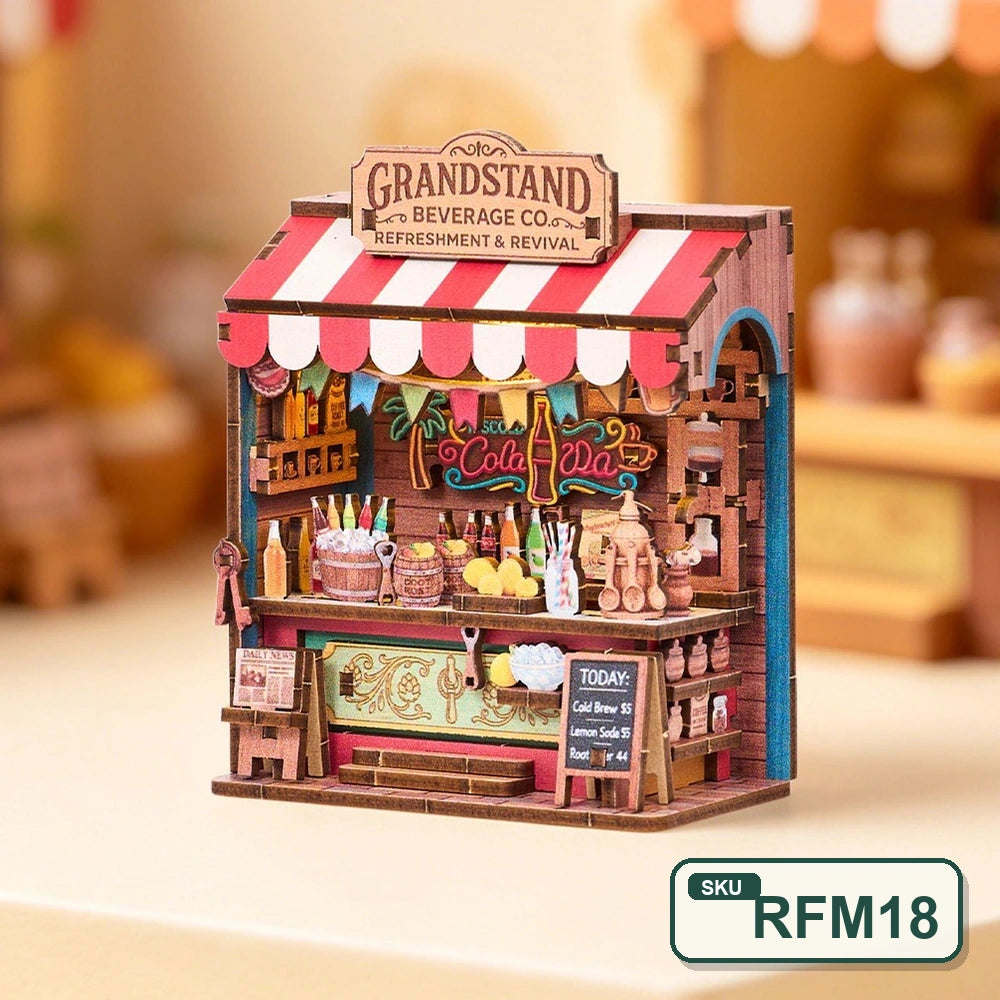 Puzzle 3D en bois – Série Coins de rue féeriques | Aimant pour réfrigérateur