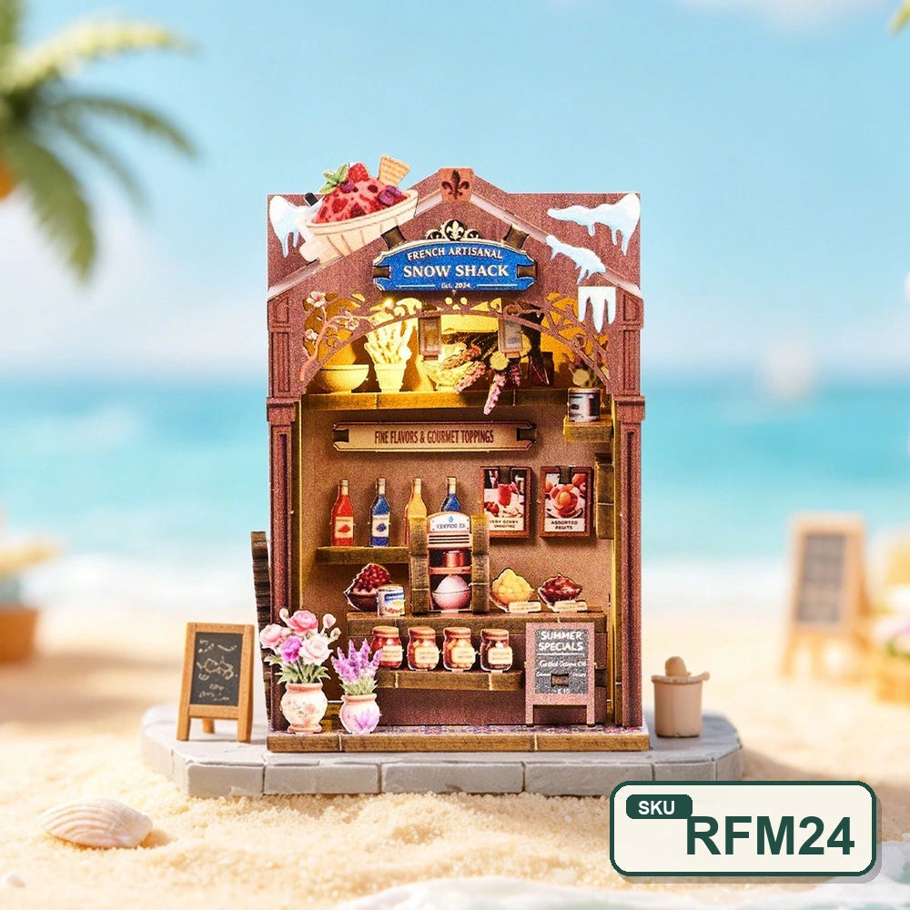 Puzzle 3D en bois – Série Coins de rue féeriques | Aimant pour réfrigérateur