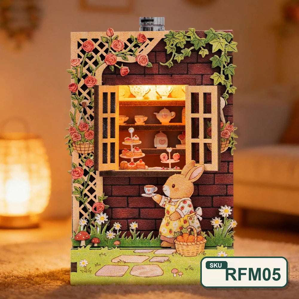 Puzzle 3D en bois – Série Coins de rue féeriques | Aimant pour réfrigérateur