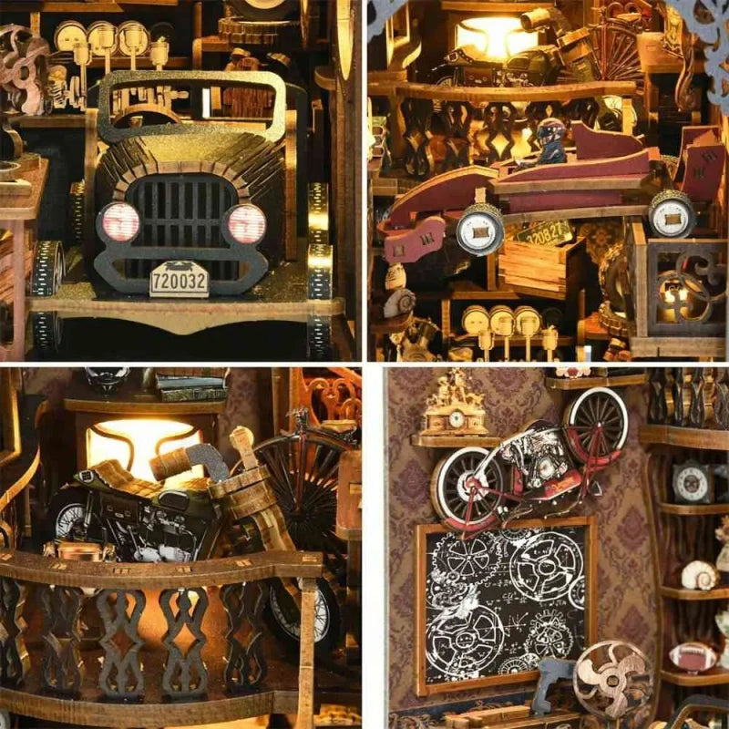 Book Nook - Car Players, un kit créatif pour construire un diorama miniature. Parfait pour décorer une bibliothèque ou comme cadeau original pour un amoureux des livres. Par Nookette.