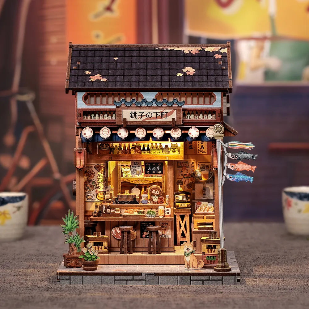 Book Nook Japan - Choshi no Shitamachi, un kit créatif pour construire un diorama miniature. Parfait pour décorer une bibliothèque ou comme cadeau original pour un amoureux des livres. Par Nookette.