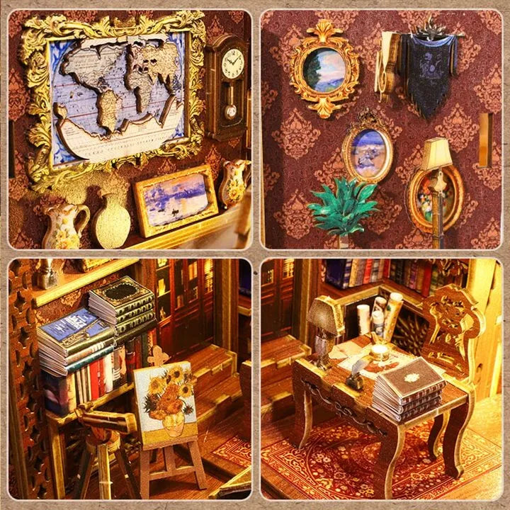 Book Nook - Library Of Books, un kit créatif pour construire un diorama miniature. Parfait pour décorer une bibliothèque ou comme cadeau original pour un amoureux des livres. Par Nookette.