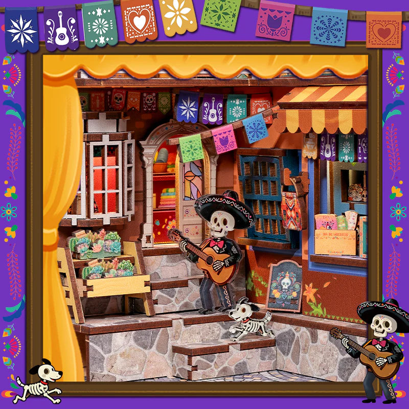 Mariachi squelette et chien fidèle