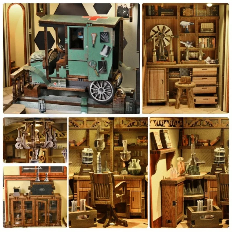 Book Nook - The Radium Lady, un kit créatif pour construire un diorama miniature. Parfait pour décorer une bibliothèque ou comme cadeau original pour un amoureux des livres. Par Nookette.