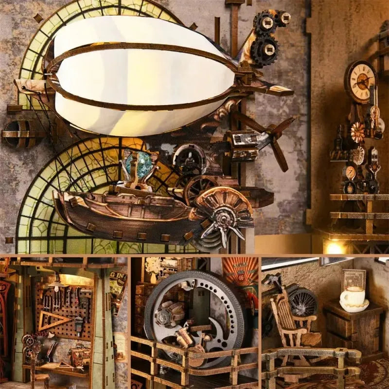 Book Nook - Uncle Peter’s Warehouse, un kit créatif pour construire un diorama miniature. Parfait pour décorer une bibliothèque ou comme cadeau original pour un amoureux des livres. Par Nookette.