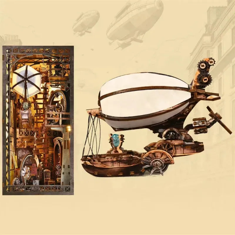 Book Nook - Uncle Peter’s Warehouse, un kit créatif pour construire un diorama miniature. Parfait pour décorer une bibliothèque ou comme cadeau original pour un amoureux des livres. Par Nookette.