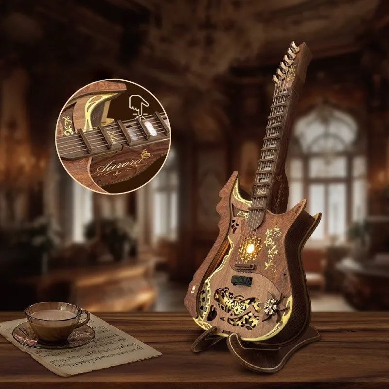 Puzzle 3D en Bois - Aurora Electric Guitar