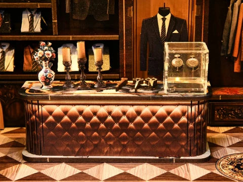 Comptoir capitonné et mannequin