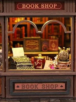 Vitrine de librairie et machine à écrire