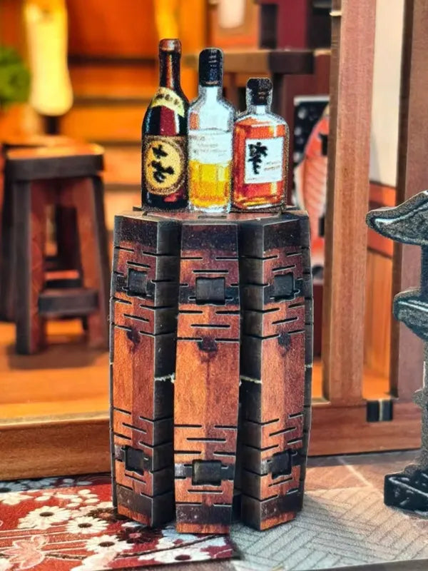 Tonneau en bois et bouteilles