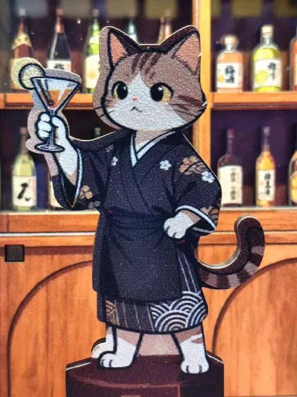 Chat barman en kimono