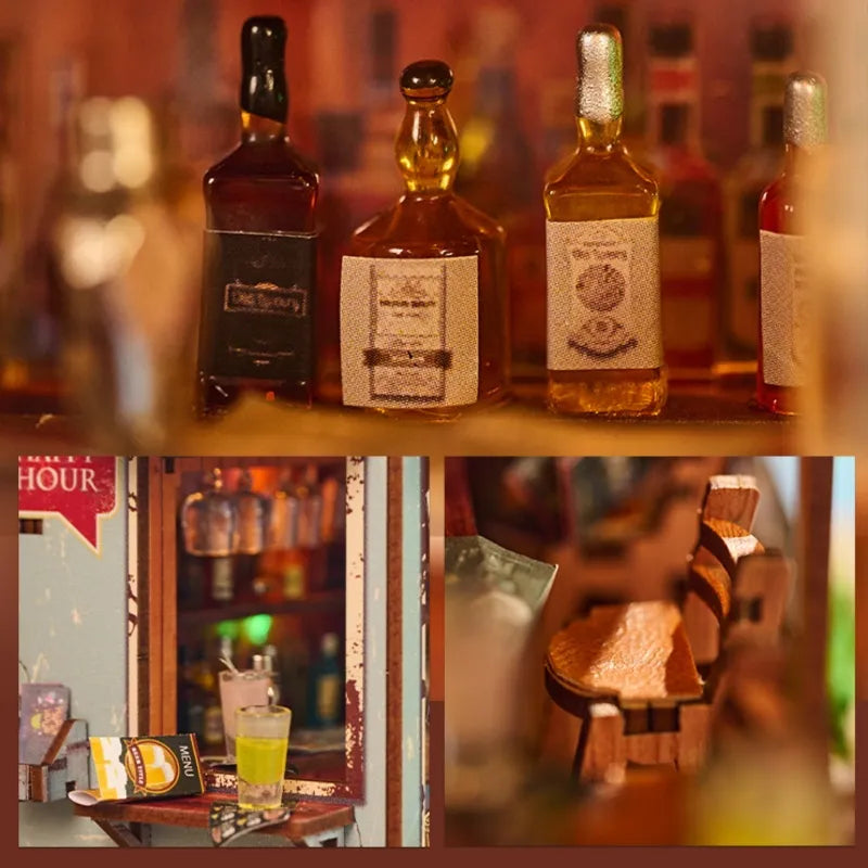 Vue détaillée d'un élément décoratif du Miniature Haus - The Last Drop avec des détails fins